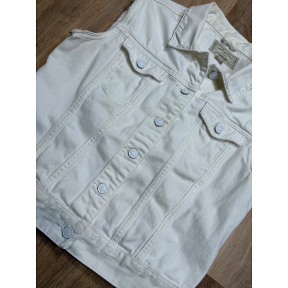 All Saints White Denim Sleeveless Vest Jacket Size 8 - Picture 2 of 6